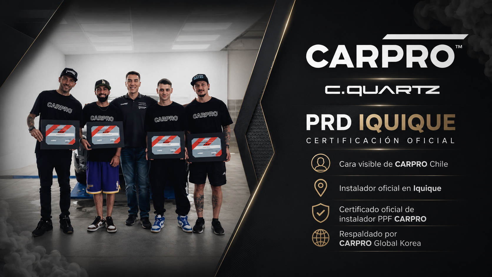 Certificación oficial CARPRO de PRD Iquique, instalador oficial en Iquique y certificado para instalación de PPF